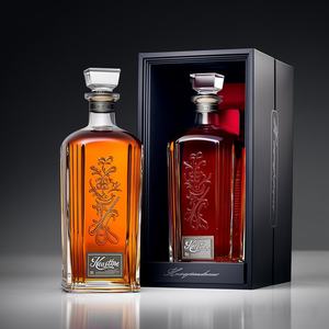 Bouteille de vodka, de tequila ou de liqueur en verre gravé à l'acide de haute qualité, 750 ml, avec bouchon en liège, emballage en boîte directement de l'usine - Product Image 3