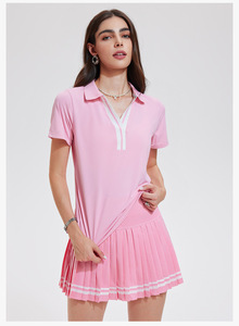 批发新款运动速干氨纶/尼龙运动衫女式短袖翻领户外徒步健身网球 - Product Image 6