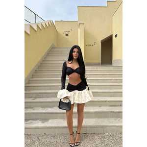 Black <b>Sparkly</b> Two-Piece Set Above Knee Club-Style <b>Skirt</b> and Top Formal Nightclub Outfits - Product Image 2