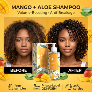 Champú MEVOV Mango & Potent Aloe Sin Sulfatos 250ml - Cuidado Capilar Voluminizador y Definidor de Rizos para Cabello Seco y Dañado - Product Image 1