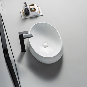 Sanitari per Hotel di lusso servizi igienici <span class=keywords><strong>lavabo</strong></span> di forma ovale lavelli da bagno in ceramica da appoggio - Product Image 3