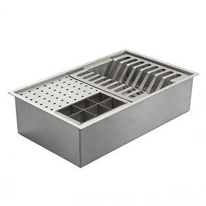 Nouveau design 2026, évier carré en acier inoxydable 304 satiné brossé, fait main, avec égouttoir à vaisselle intégré - Product Image 5
