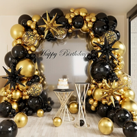 30 ballons en latex noirs et dorés, adaptés aux décorations d'anniversaire, de fête de retraite, du réveillon du Nouvel An et aux cérémonies de remise des diplômes