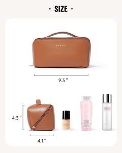 Bolsa de Maquillaje de Viaje, Gran Capacidad, Impermeable, de Cuero PU, Apertura Plana, Portátil, para Cuidado de la Piel - Product Image 6