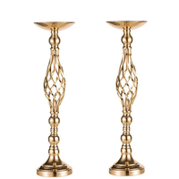 Décoration Tall Road Lead Centres de table de mariage Tables dorées Fleurs Vases Titulaires Twist Candleholder Stands