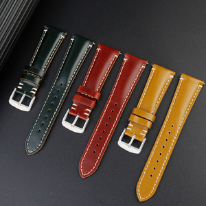 Bracelet de montre en cuir <span class=keywords><strong>Cordovan</strong></span> japonais de luxe à dégagement rapide 18 mm, vintage, en cuir véritable effilé, 20x16 mm - Product Image 2