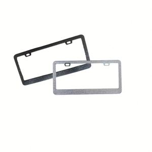 Cadre scintillant en acier inoxydable avec strass, support noir et blanc pour plaque d'immatriculation - Product Image 1