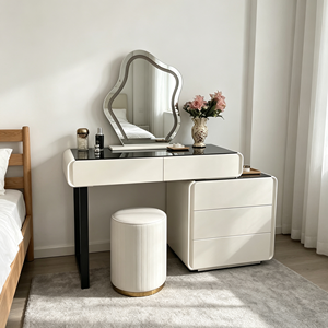 Modern Makeup Vanity <b>With</b> Flip-Top Mirror And <b>Storage</b> Drawers Bedroom <b>Dressing</b> <b>Table</b> <b>With</b> Stool - Product Image 1