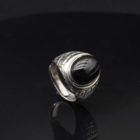 Bague de Base en Agate noire pour hommes, argent 925, nouvel arrivage, 10 pièces