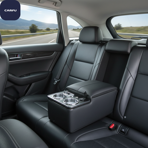 Consola de Asiento Trasero para Auto de Gran Capacidad, en Cuero ABS, con Luz Ambiental, Capacidad de Carga, Kits Interiores en Negro y Beige, Caja de Reposabrazos - Product Image 1