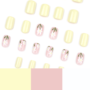 Venta al por mayor 3921 Pastel amarillo y Rosa Margarita flor diseño cuadrado corto <span class=keywords><strong>uñas</strong></span> postizas Prensa en <span class=keywords><strong>uñas</strong></span> artificiales personalizar - Product Image 3