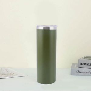 Sublimation Skinny Tumbler 12oz 15oz 20oz 30oz White Stainless Steel Straight Blank with Lid <b>Metal</b> <b>Straw</b> - Product Image 2