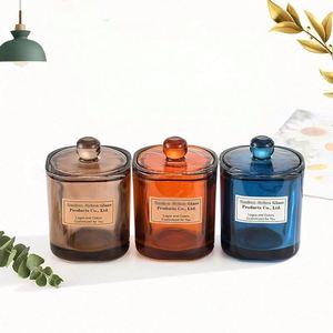Pot en verre transparent simple pour bougie d'aromathérapie, décoration d'intérieur, tube droit avec couvercle et pot de stockage hermétique - Product Image 2