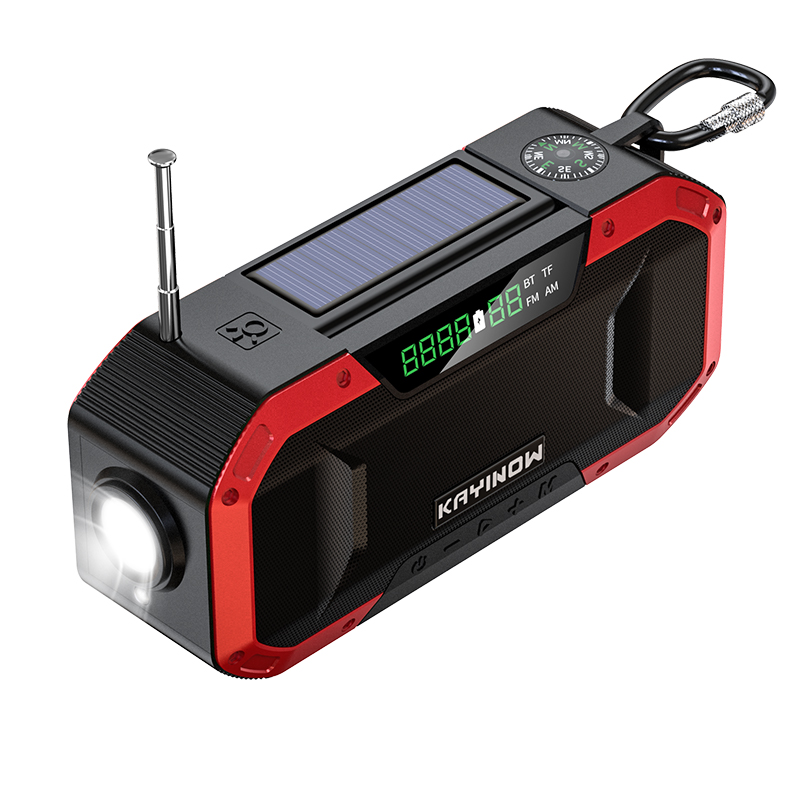 KAYINOW Wind-up Emergency Radio - with Bluetooth Speaker, IPX5 Waterproof Solar Emergency Radio AM FM Hand Crank, 5000mAh Battery Dynamo Portable, Camping, Flashlight, SOS, Wind-up Survival
