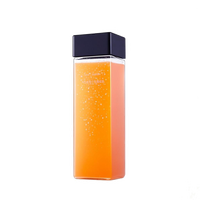 Nueva botella de plástico de jugo cuadrado francés de 300ml con tapón de rosca bebida fría contenedor de plástico de jugo de 16OZ con tapas blancas