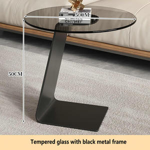 Entrega rápida, muebles modernos y duraderos para el hogar, parte superior de vidrio templado, marco de Metal negro decorativo, mesas laterales/de centro - Product Image 2