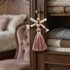 <b>Tassel</b> Angel Ornament Red White Striped Rope Decorative Hanging Keychain - Product Image 1
