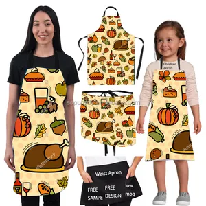 עיצוב לוגו מותאם אישית זול ציור מסעדת משפחה מטבח שף ילדים למבוגרים פשתן בישול סינר סינר מותן סינר