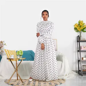 2020 नई डिजाइन फैशन डॉट्स मैक्सी पोशाक abaya डबल परत शिफॉन मुस्लिम महिलाओं लंबी पोशाक Arba मुस्लिम शिफॉन पोशाक