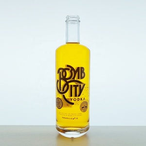 750ml <span class=keywords><strong>700ml</strong></span> bespoke lụa màn hình decal in phun dập nổi logo Đen Vodka Gin Whisky chai thủy tinh - Product Image 5
