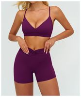 Soutien-gorge de sport respirant et anti-plis à maintien élevé, col en V, avec bretelles croisées réglables au dos, 100 % nylon, couleur unie