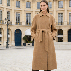 Manteau long élégant pour femme en 10 % <span class=keywords><strong>alpaga</strong></span> et 90 % laine australienne, avec ceinture, longueur maxi, pour l'hiver, commandes en gros OEM - Product Image 5