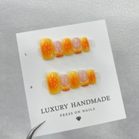 Lot de 10 faux ongles carrés faits à la main en acrylique à presser pour application sur les doigts – Luxe et haute qualité