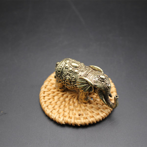 Solid Brass <b>Elephant</b> Figurine Small Size Antique Bronze Desk <b>Decoration</b> Feng Shui Office Supply - Product Image 3