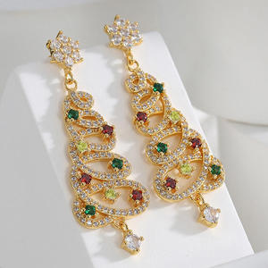 2026 Colorful Rhinestone Christmas Tree Tassel Drop <b>Earrings</b> Luxury Round Crystal <b>Dangle</b> <b>Earrings</b> Women Holiday Party Jewelry - Product Image 2