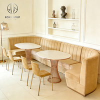 Table ronde en marbre courbée pour restaurant, banquette, canapé, chaise, mobilier pour café