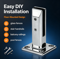 Spigot en acier inoxydable CE pour balustrade en verre sans cadre avec base carrée 50x50x160mm pour rampes d'escalier