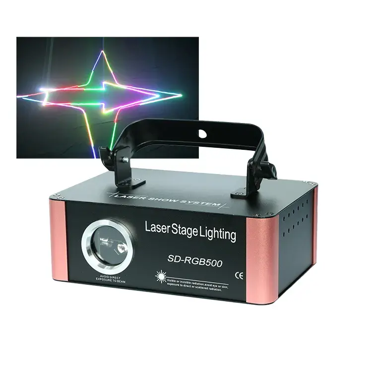 Rgb lampu proyektor Laser 3D, lampu Laser warna penuh 500Mw animasi