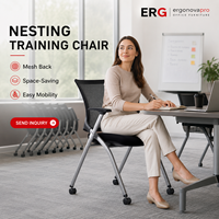 Chaise de formation moderne empilable avec roulettes, chaise d'école pliable en maille avec accoudoirs pour salle de classe