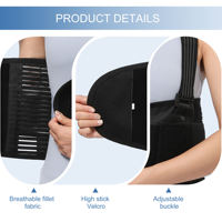 YR-412-1 Cinturón de Soporte Lumbar Elástico y Transpirable con Tirantes para Hombros, de Poliéster y Algodón, para Protección de Espalda y Moldeado de Cintura