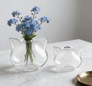 Nouvelle Tendance : Terrarium en Verre Soufflé à la Main en Forme de Chat, Transparent, Personnalisable – Vase et Support pour Plantes OEM pour Arrangements Floraux - Product Image 4