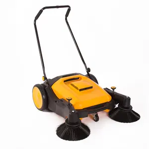 Hako-cepillo eléctrico Triple para caminar detrás del suelo, barredora manual, depuradora de limpieza para saneamiento