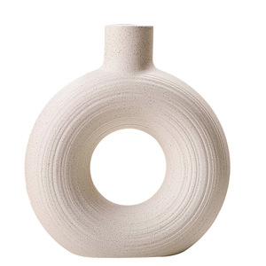 <span class=keywords><strong>Vase</strong></span> en céramique blanche <span class=keywords><strong>pour</strong></span> la décoration moderne de la maison, vases ronds mats en forme de donut <span class=keywords><strong>pour</strong></span> l'herbe de la <span class=keywords><strong>pampa</strong></span> - Product Image 5