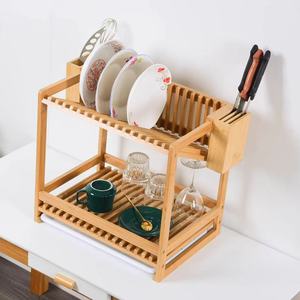 Bamboo Kitchen <b>Dish</b> <b>Rack</b> 2 Tier Quick Dry Storage Organizer For Countertop Use - Product Image 1