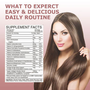 Complément alimentaire à base de plantes, gommes vitaminées pour les cheveux, complément alimentaire, collagène, biotine, cheveux plus longs, plus forts, plus sains, formulé - Product Image 5
