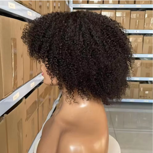 Perruque brésilienne afro bouclée courte, 100 % cheveux Remy, couleur naturelle, qualité supérieure, base en monofilament, qualité 10A, directement de l'usine - Product Image 3