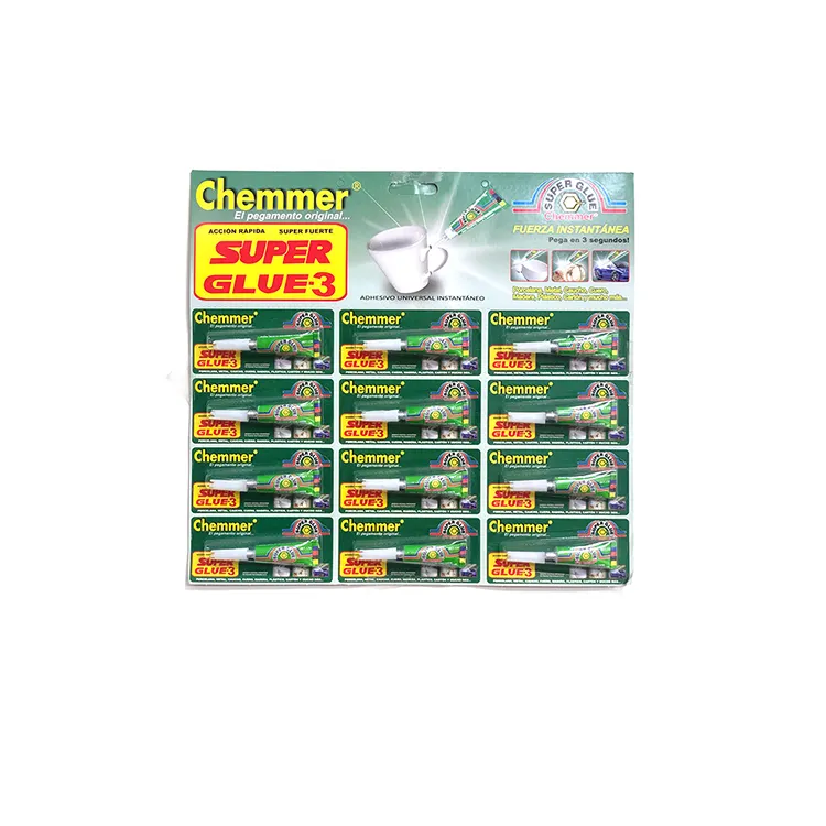 Pegamento Cheap Price High Quality Instant Adhesive Strong Super Glue 12 Pack Green Card
