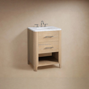 <span class=keywords><strong>Mobile</strong></span> <span class=keywords><strong>Bagno</strong></span> Compatto Sovereign con Top in Marmo Carrara e Struttura in Rovere, Lavabo a 2 Cassetti con Ripiano Aperto, Elemento d'Arredo Minimalista di Lusso - Product Image 3
