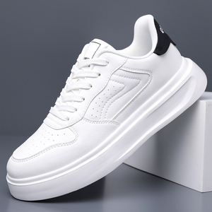 Sneakers da Uomo alla Moda in Pelle Nera e Bianca, <span class=keywords><strong>Scarpe</strong></span> Casual per Uso Quotidiano, Calzature Traspiranti Versatili con Suola Bassa - Product Image 6