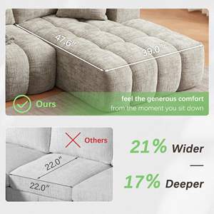 Sofá Seccional en Forma de L, Sofá Modular de 4 Plazas Tapizado en Chenille, Estilo Nube sin Estructura, <span class=keywords><strong>para</strong></span> Sala de Estar - Product Image 4