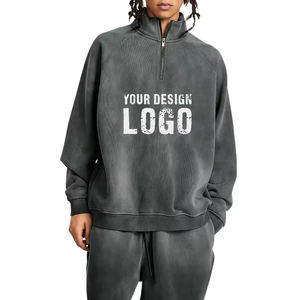 Wholesale OEM Drop Shoulder Gradual Color Plus Fleece Pullover Mens <b>Hoodies</b> Autumn Winter Half Zip Stand Collar Men's <b>Hoodies</b> - Product Image 6