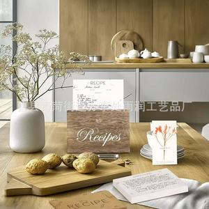 Wooden Recipe <b>Box</b> With Lid 100 Recipe Cards Clear Protector Kitchen Organizer Rectangle Brown <b>Vintage</b> Style - Product Image 4