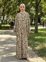 Nouvelle Collection 2026 – Ensemble Abaya Kaftan Imprimé en Coton Écologique pour l'Été et l'Automne – Robe Islamique Longue et Ample à Manches Longues pour Femme