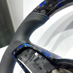 Volante Personalizado de Fibra de Carbono Azul Forjado y Cuero Perforado para Volkswagen <span class=keywords><strong>Polo</strong></span> Golf Passat MK7 MK6, Actualización para Modelos Antiguos - Product Image 5