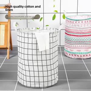 <span class=keywords><strong>Panier</strong></span> à linge rond pliable de grande capacité en coton et lin Organisateur de <span class=keywords><strong>panier</strong></span> à linge pour ranger les vêtements sales - Product Image 1