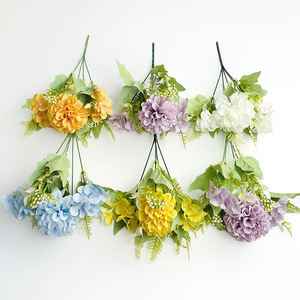 Bouquet d'hortensias artificiels 28 cm, fleurs en soie, accessoires de décoration pour mariage et maison - Product Image 1